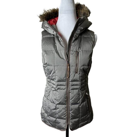 Eddie Bauer Yukon Vest XS Goose Down Shimmer Taupe Vest Womens Zip Up NEW - Picture 1 of 10